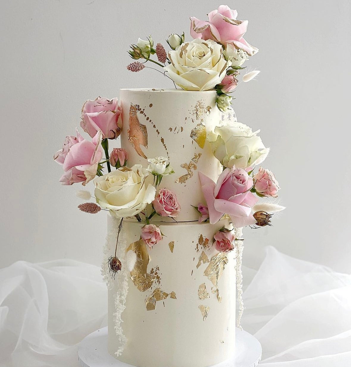 Gold leaf rose cake
