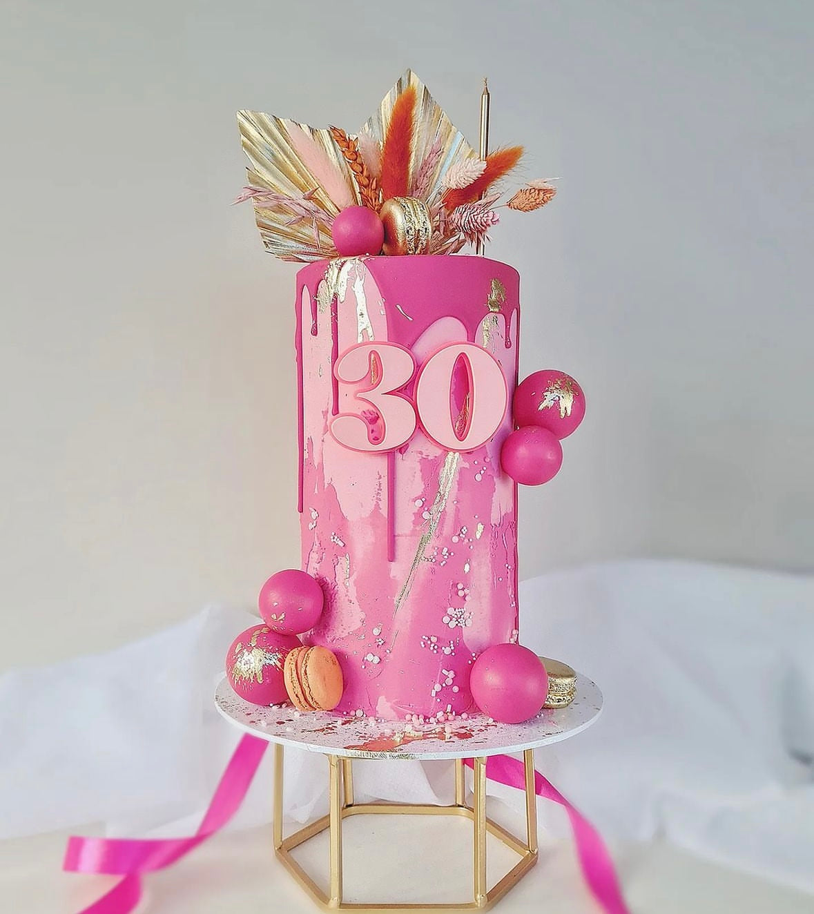 Pink feather cake