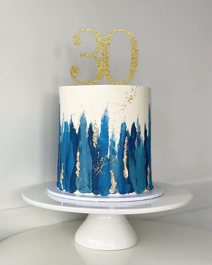 Blue & gold texture cake