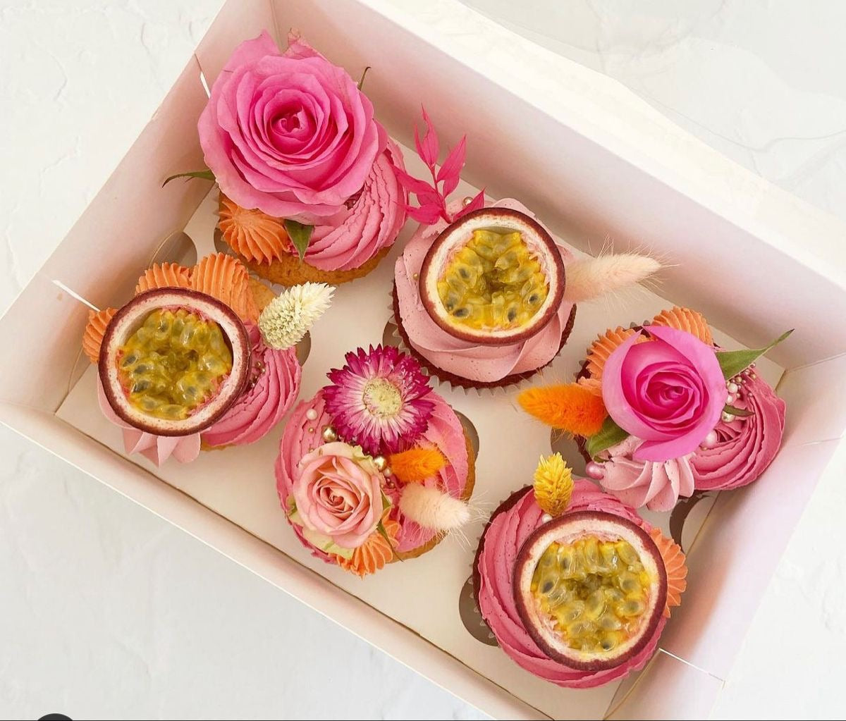 Passion fruit rose cupcakes